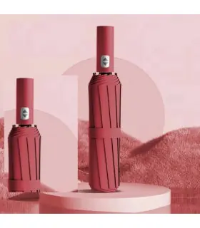 [Rojo] Paraguas automático de 24 varillas de 106 cm para hombres y mujeres, paraguas grande para exteriores.