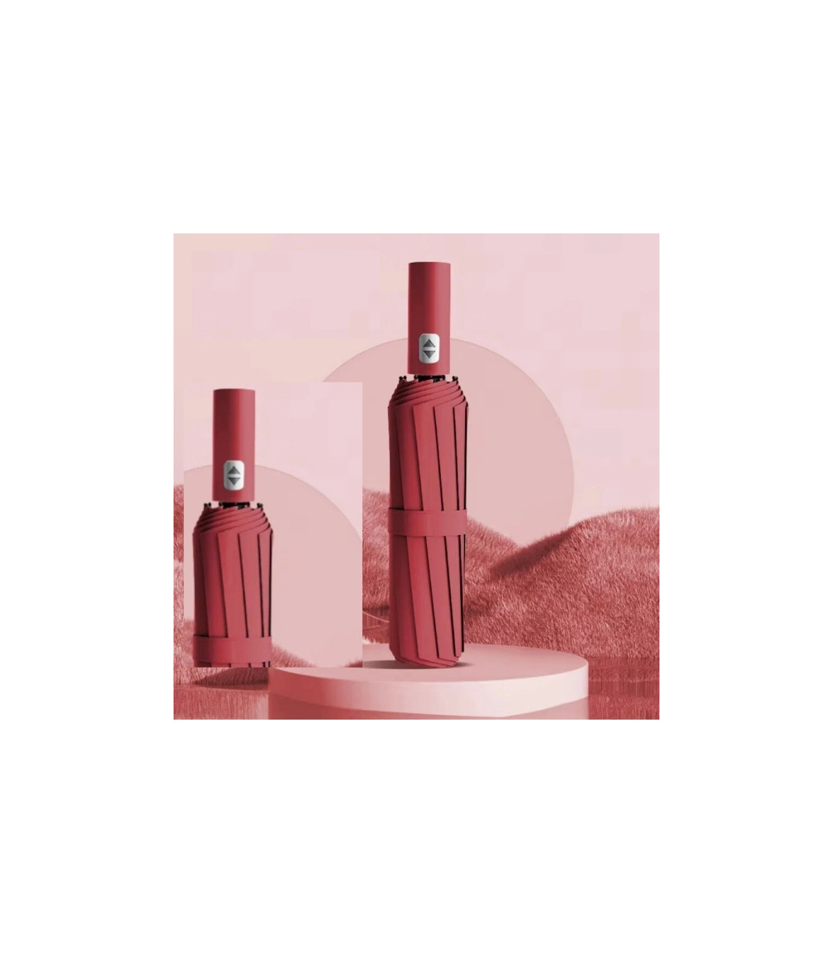 Parapluie automatique 24 os 106 cm, grand, pliant, pour hommes et femmes, idéal pour la pluie et le soleil [Couleur Rouge]