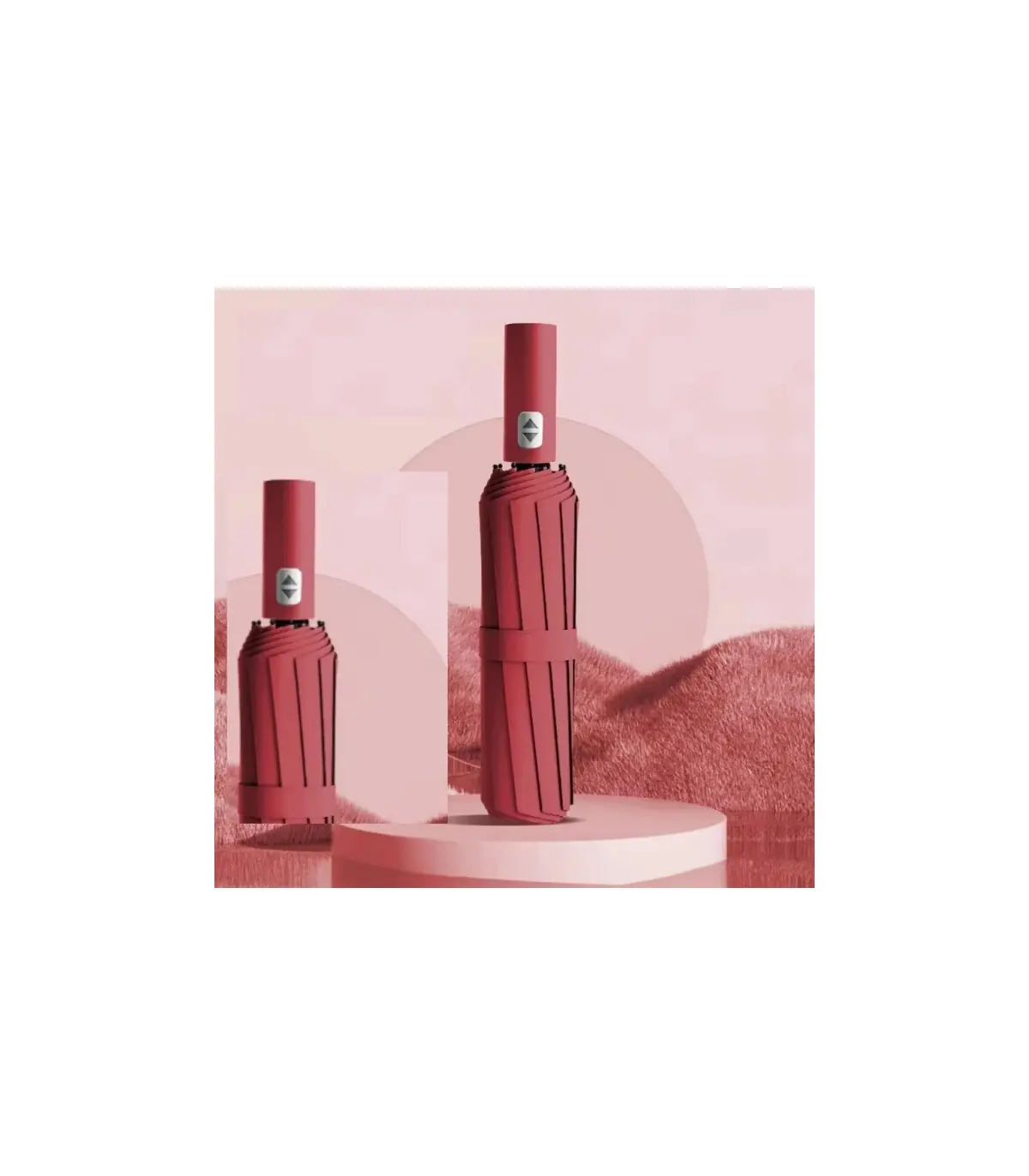 Parapluie automatique 24 os 106 cm, grand, pliant, pour hommes et femmes, idéal pour la pluie et le soleil [Couleur Rouge]