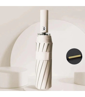 [Beige] Automatischer Regenschirm 24 Rippen 106 cm für Männer und Frauen im Freien großer Regenschirm