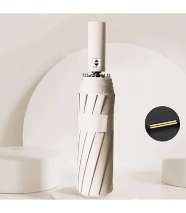 Parapluie automatique 24 os 106 cm, grand, pliant, pour hommes et femmes, idéal pour la pluie et le soleil [Couleur Beige]