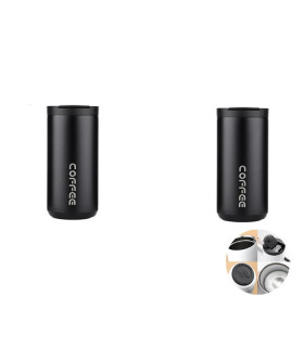 [Noir-2PCS] Bouteille Thermos 400ML en acier inoxydable, tasse à café isolée, flacons étanches pour voiture et voyage