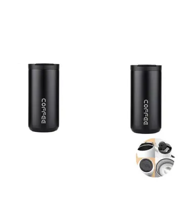 [Noir-2PCS] Bouteille Thermos 400ML en acier inoxydable, tasse à café isolée, flacons étanches pour voiture et voyage