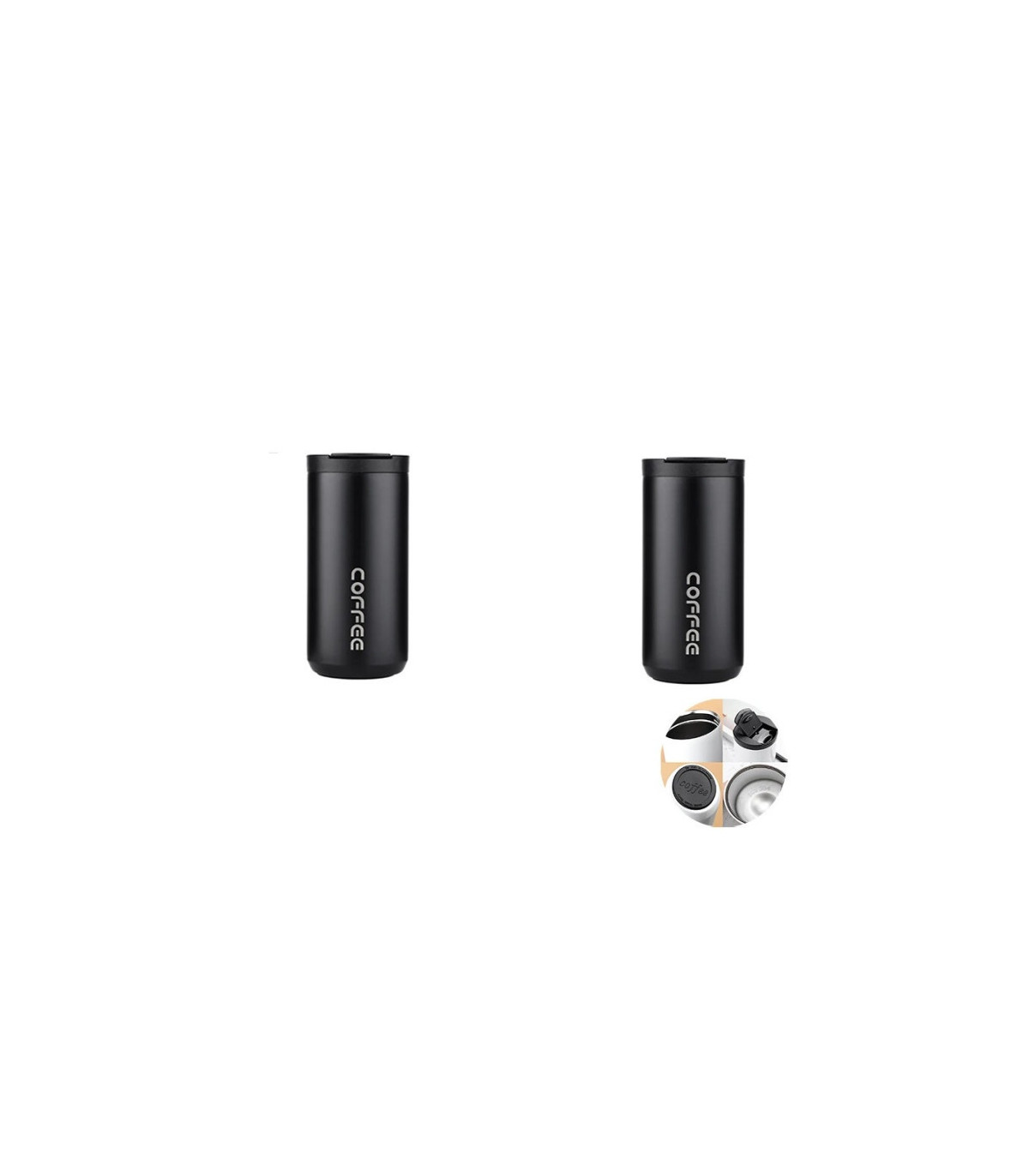 [Noir-2PCS] Bouteille Thermos 400ML en acier inoxydable, tasse à café isolée, flacons étanches pour voiture et voyage