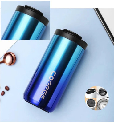 [Blue 500ML] 400ML Stainless Steel Coffee Thermos Bottle, Thermal Cup, Flasks