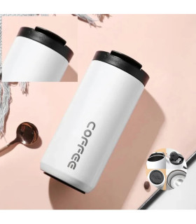 [Blanc-2PCS] Bouteille Thermos 400ML en acier inoxydable, tasse à café isolée, flacons étanches pour voiture et voyage