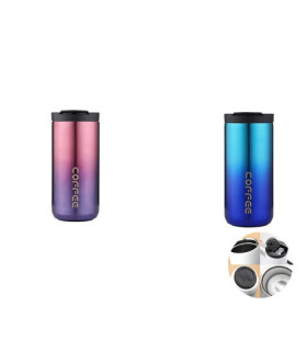 [1 Rose- 1 Bleu] Bouteille Thermos 400ML en acier inoxydable, tasse à café isolée, flacons étanches pour voiture et voyage