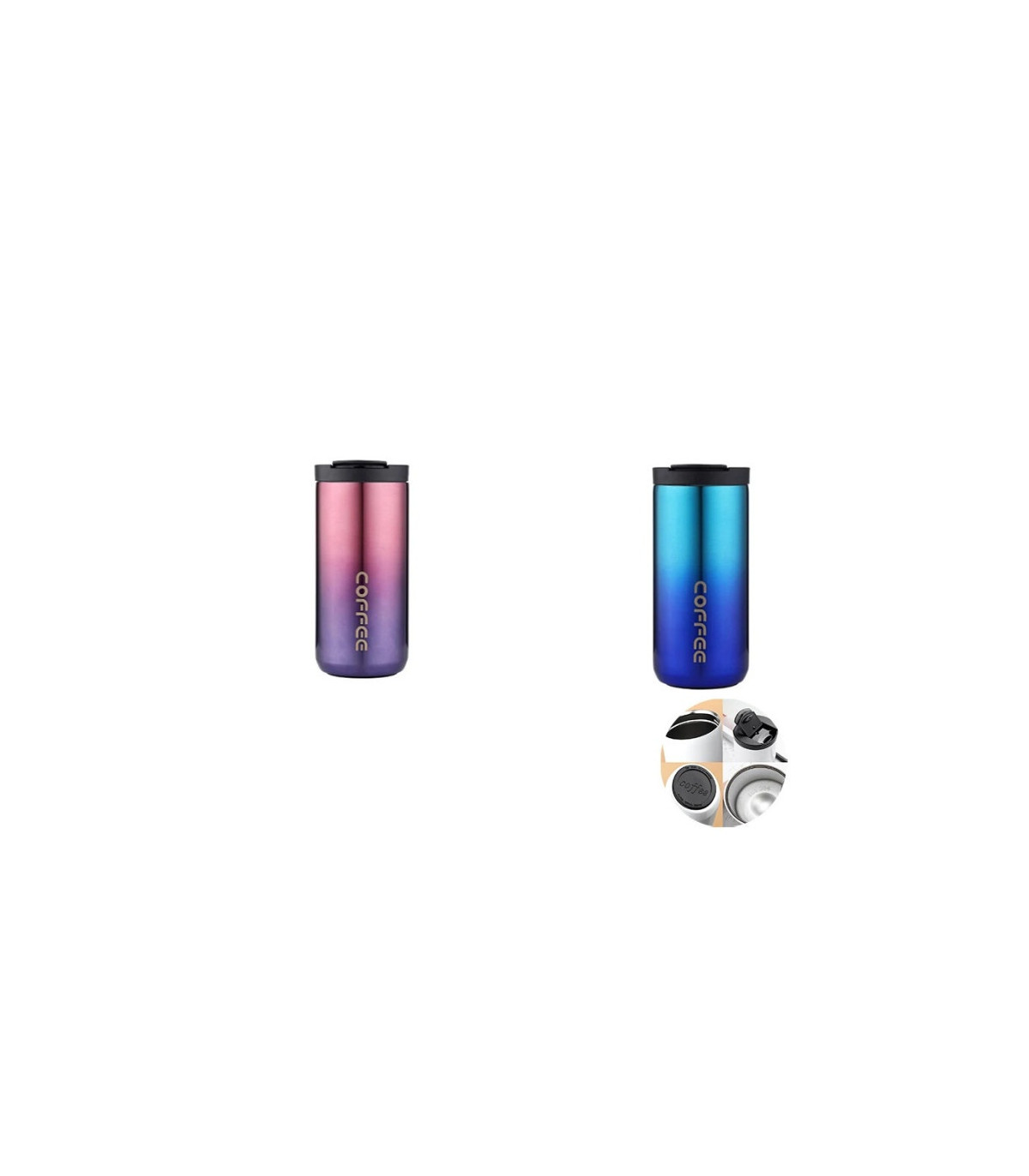 Bouteille thermos rose bleu 400ML acier inoxydable