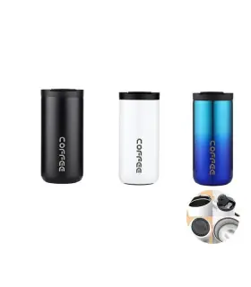 [Bianco-Nero-Blu 500ML] Borraccia termica da caffè in acciaio inossidabile da 400ML, tazza termica