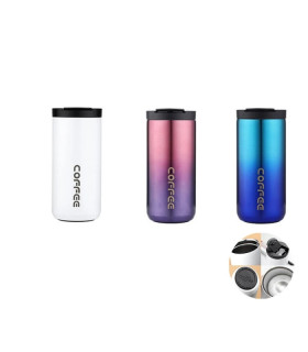 [1 Blanc - 1 Bleu- 1 Rose] Bouteille Thermos 400ML en acier inoxydable, tasse à café isolée, flacons étanches pour voiture et vo