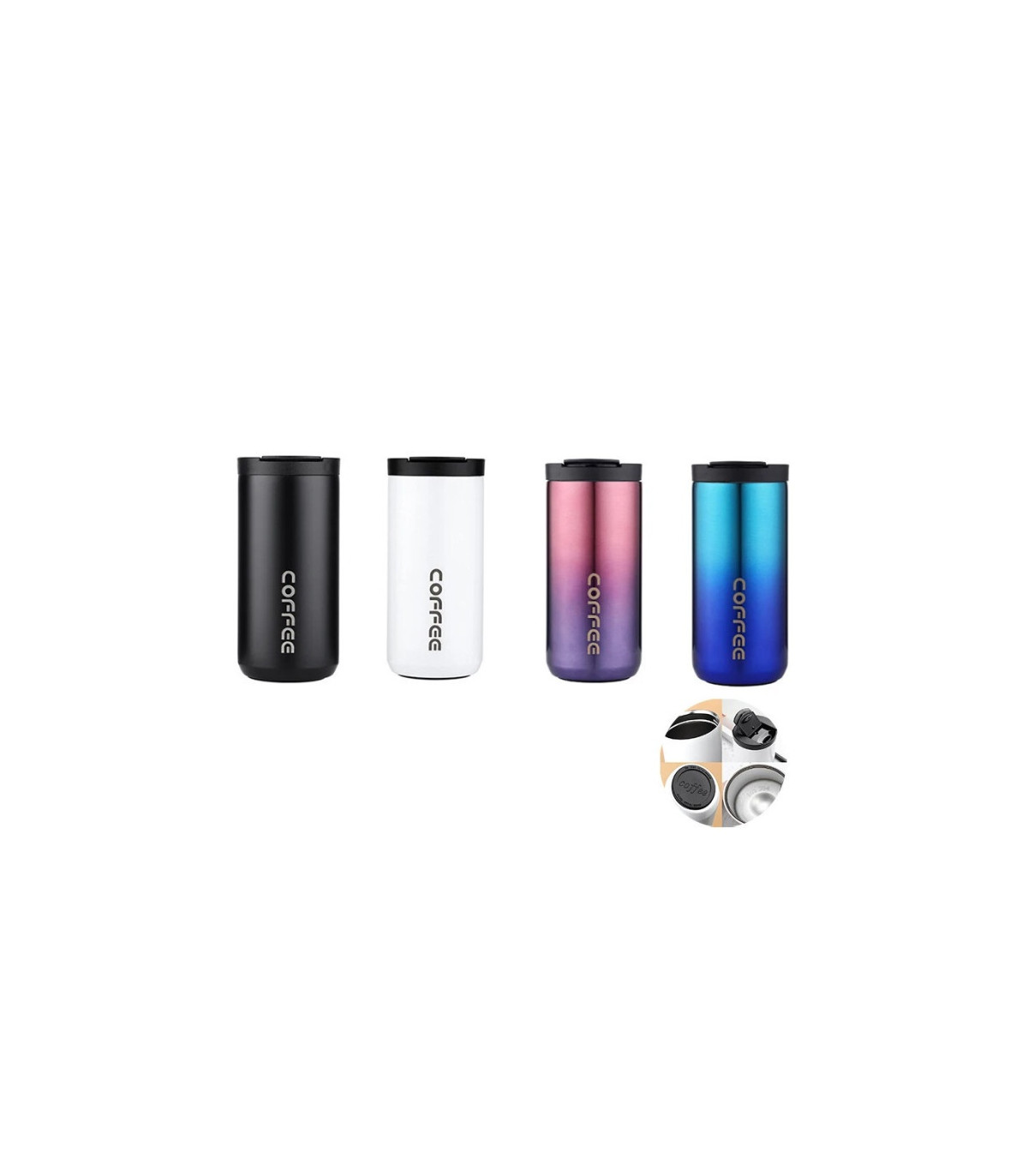Suit-4pcs bouteille thermos acier inoxydable 400ML
