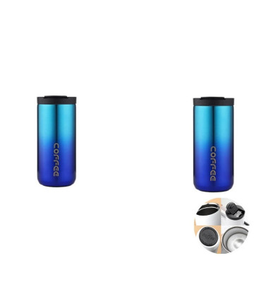 Blue-2PCS bouteille thermos 500ML acier inoxydable