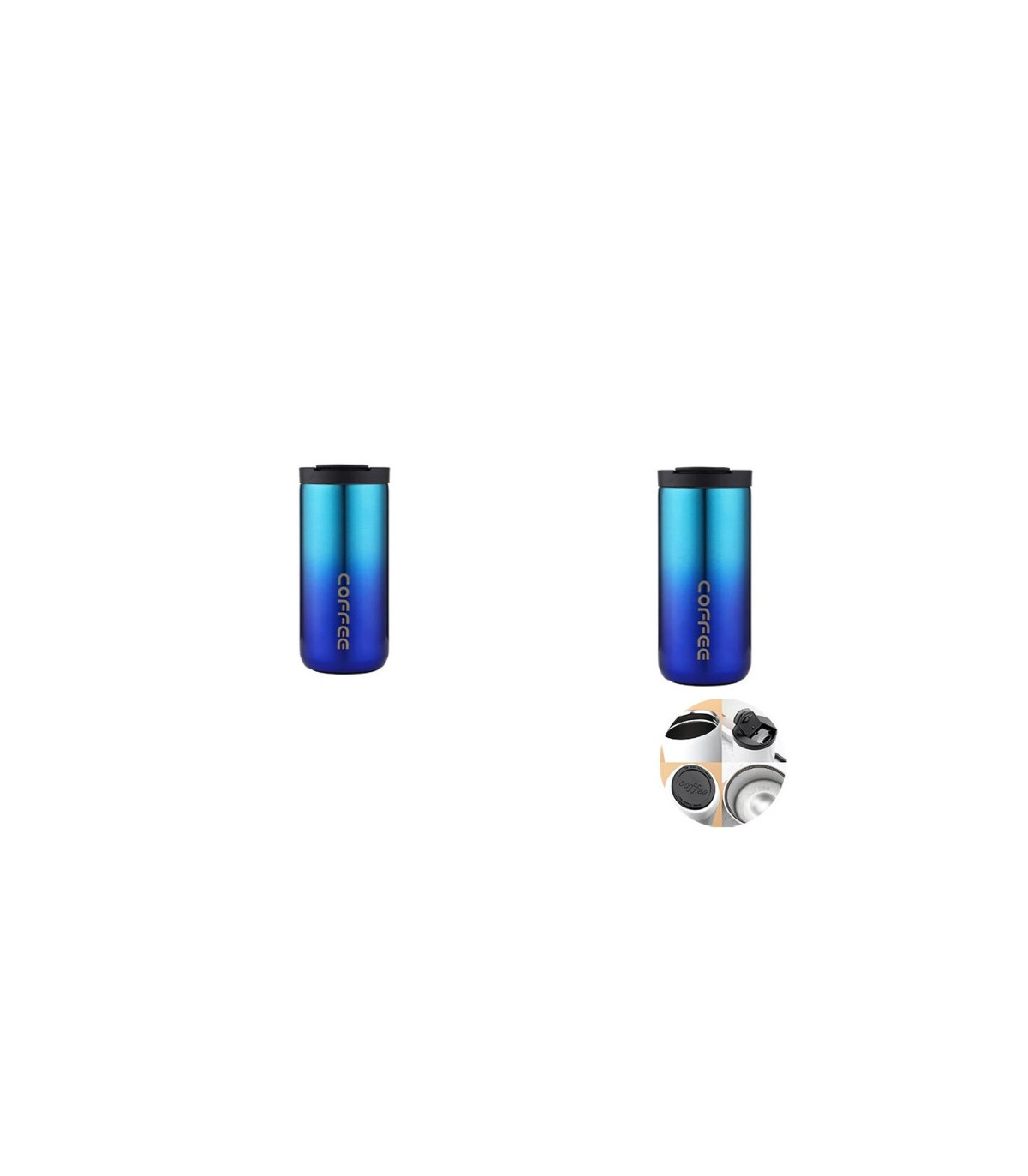 Blue-2PCS bouteille thermos 500ML acier inoxydable