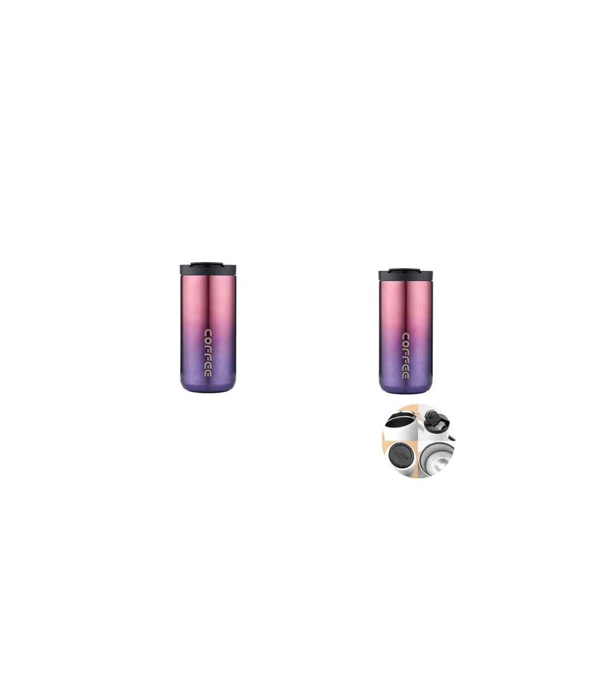 Pink-2pcs bouteille thermos rose 500ML acier inoxydable