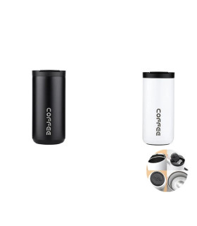 [Bianco-Nero-2PCS 500ML] Borraccia termica da caffè in acciaio inossidabile da 400ML, tazza termica