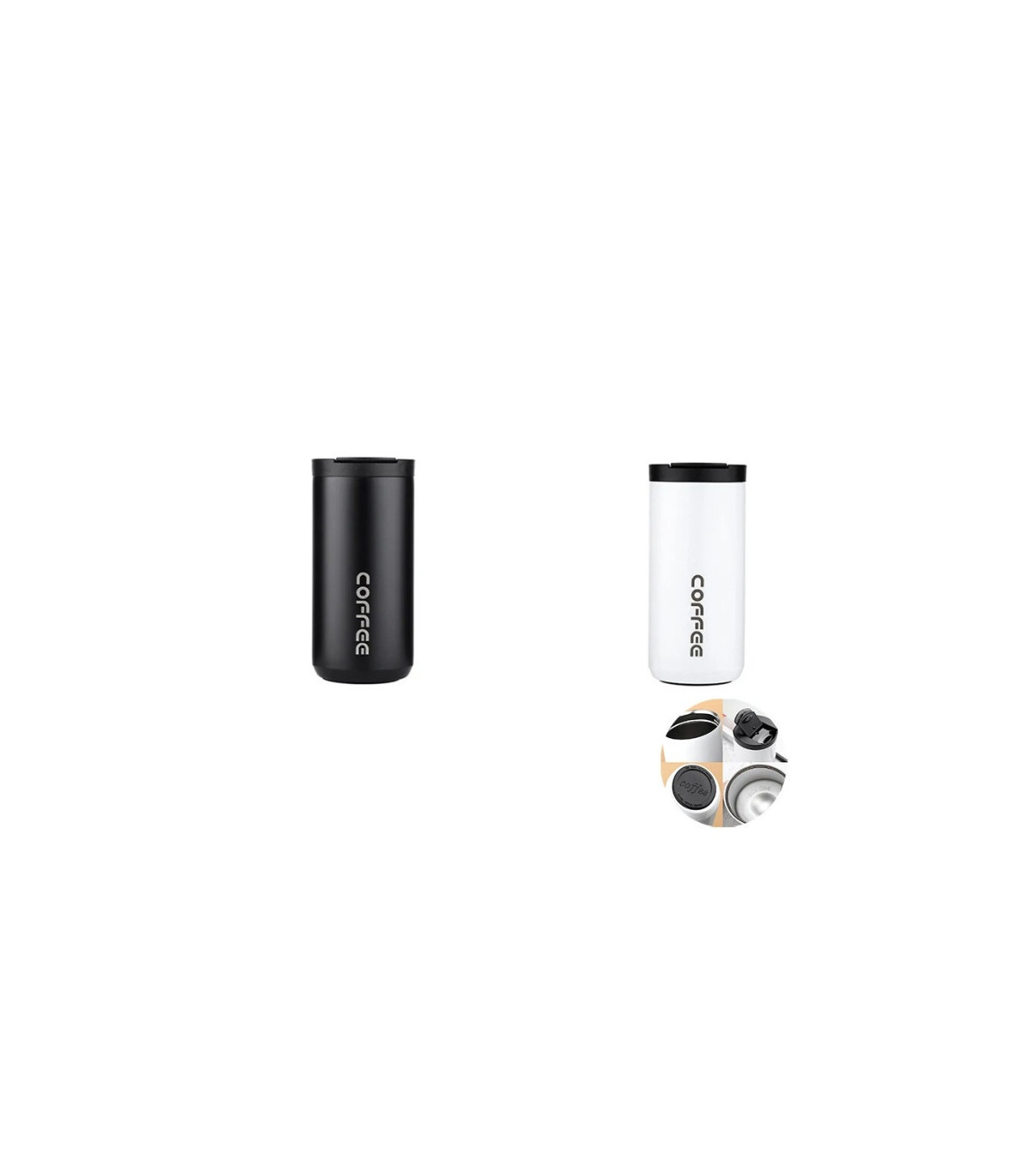 Black-White-2PCS bouteille thermos acier inoxydable 400ML
