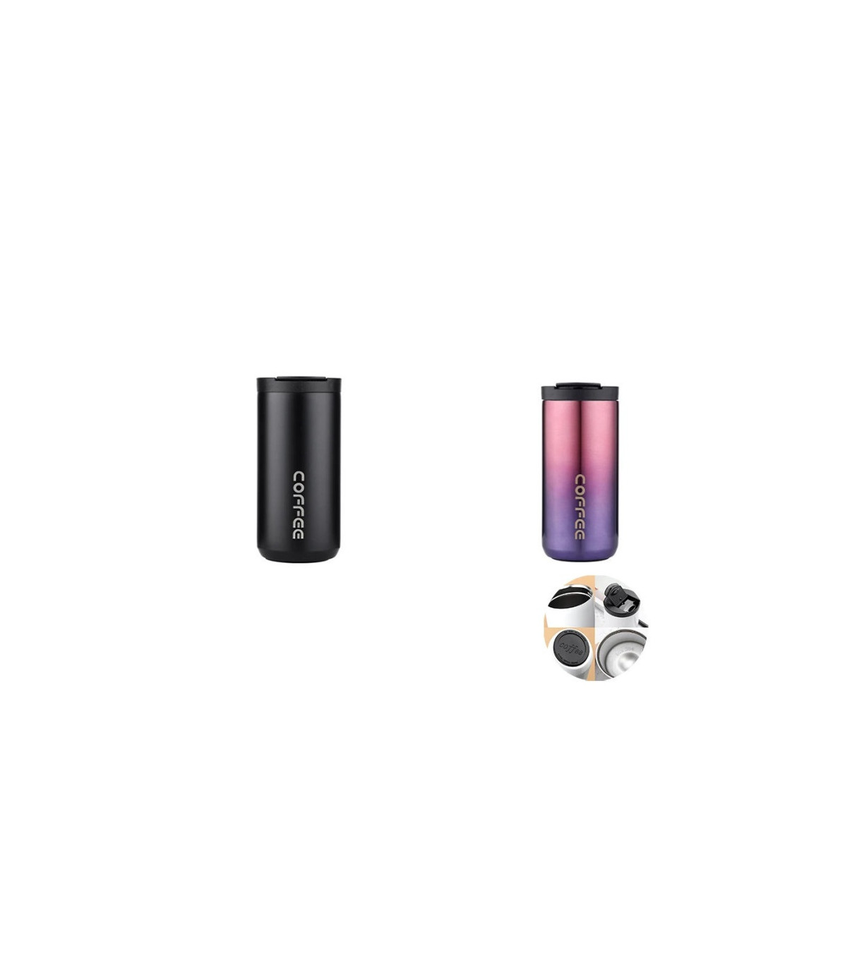 Black-pink-2pcs bouteille thermos 400ML design élégant