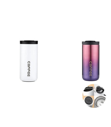 White-Pink-2PCS bouteille thermos blanc et rose acier