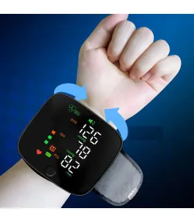 [Black] New rechargeable LED wrist blood pressure monitor without English voice