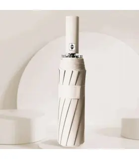 Parapluie automatique 24 os 106 cm, grand, pliant, pour hommes et femmes, idéal pour la pluie et le soleil [Couleur Beige]