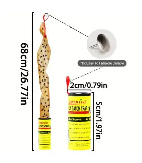 4 Bandelettes Adhesives Anti‑Mouches & Insectes Volants — Puissantes, Non Toxiques, Pour Maison et Extérieur