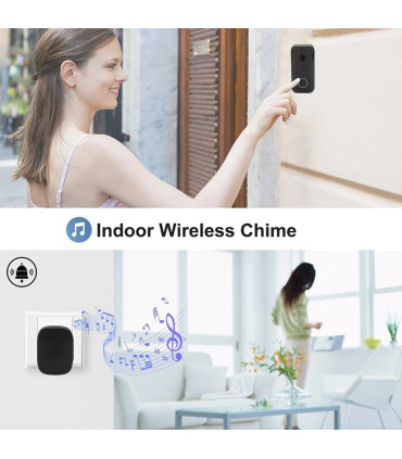 Sonnette caméra 2 voies parler détection de mouvement 1080P Vision nocturne infrarouge sans fil