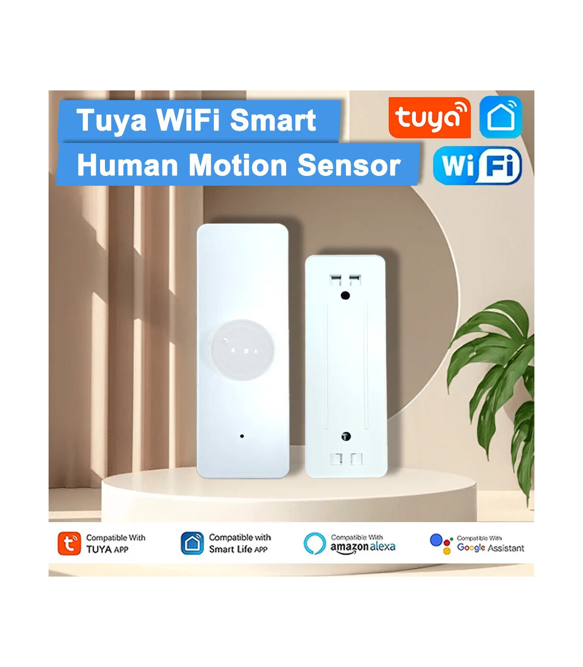 [1PCS WiFi] Capteur de mouvement WiFi sans fil Tuya, détecteur PIR, application Smart Life, dis