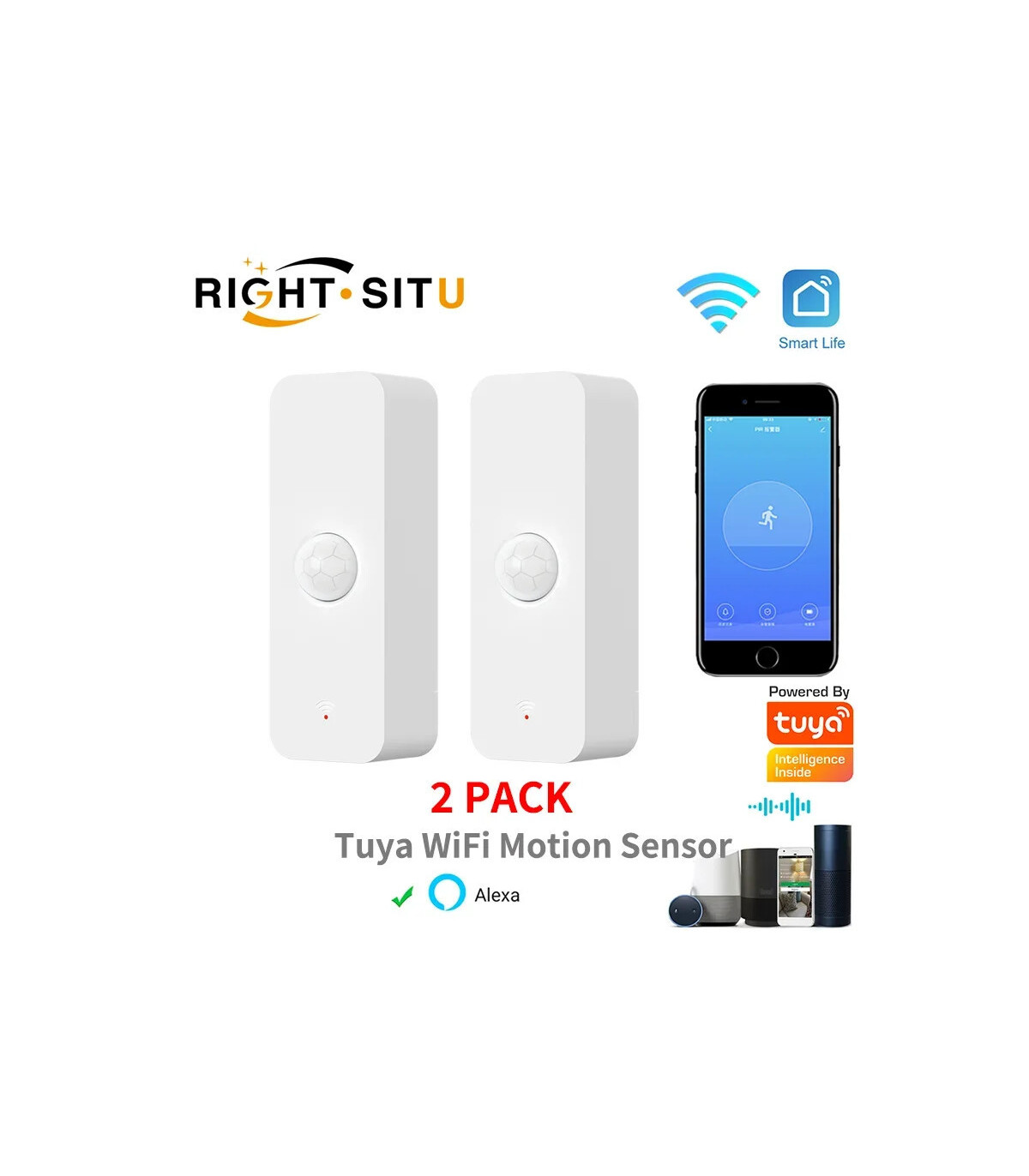 [P01(2PACK)] Tuya – capteur de mouvement intelligent WiFi PIR, pour maison intelligente, détect