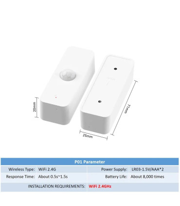 [P01(2PACK)] Tuya – capteur de mouvement intelligent WiFi PIR, pour maison intelligente, détect