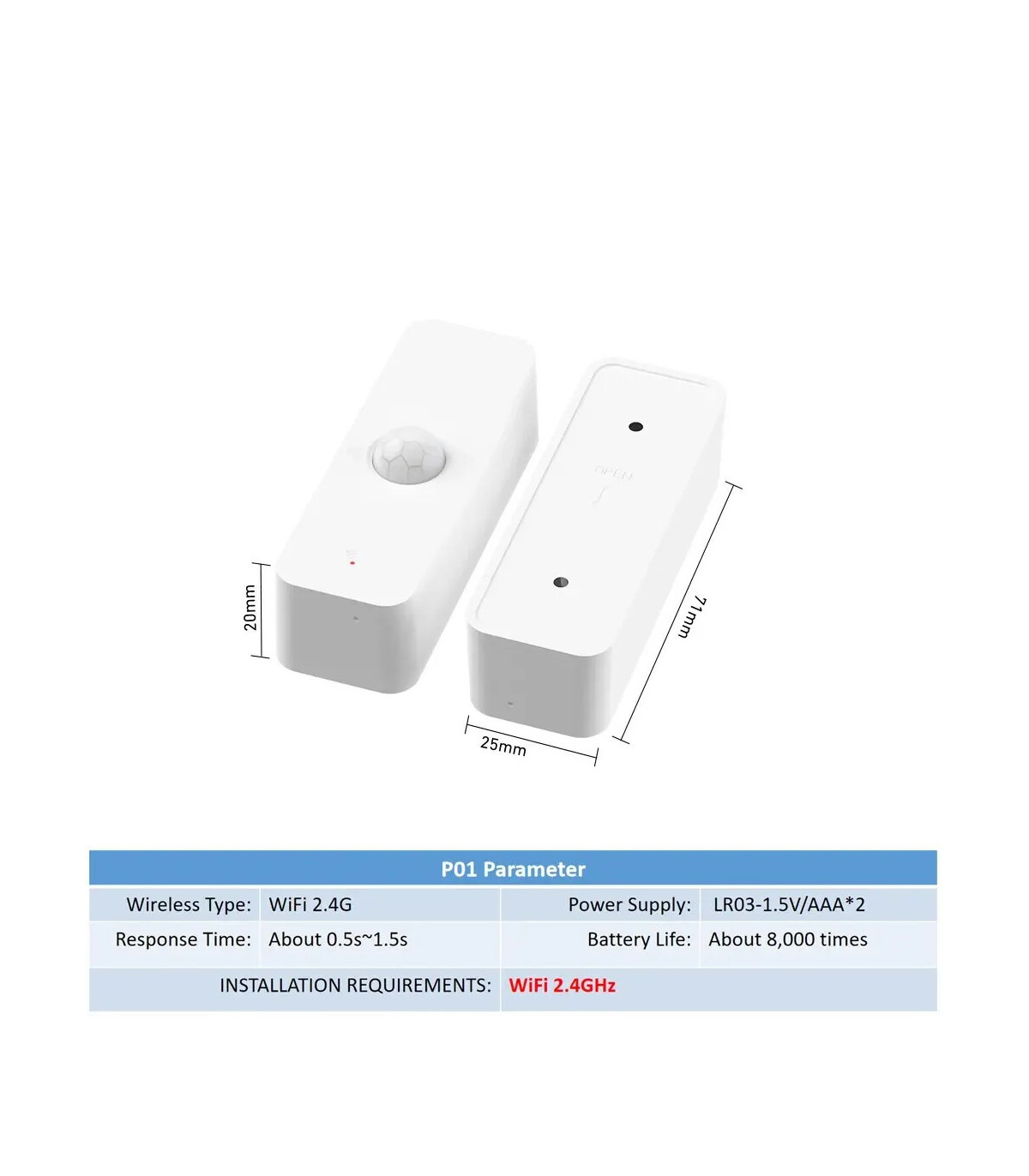 [P01(2PACK)] Tuya – capteur de mouvement intelligent WiFi PIR, pour maison intelligente, détect