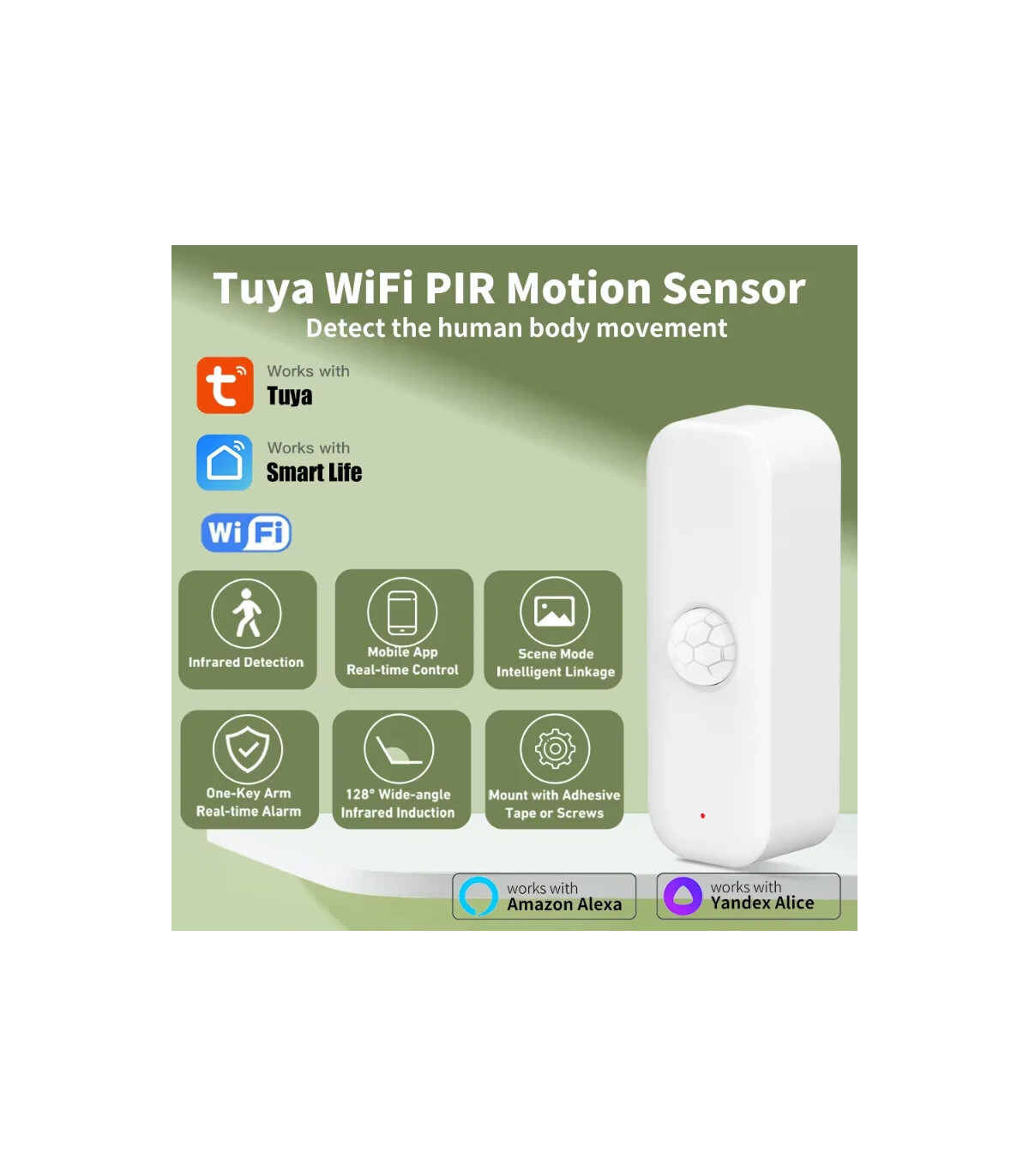 [WiFi Version] Capteur de mouvement intelligent Tuya WiFI, PIR, capteur antivol à domicile, tél
