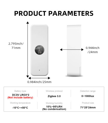 [1pc ZigBée] Tuya ZigBee capteur de lumière capteur de Luminance détecteur de luminosité d\'écla
