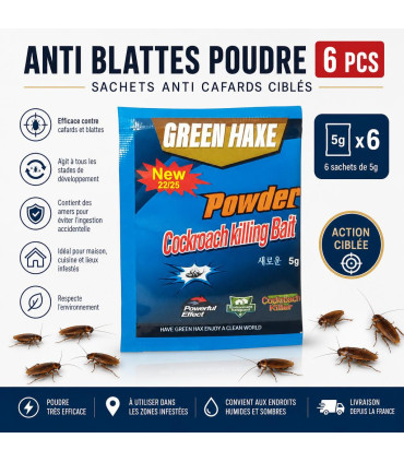 Anti blattes poudre 6 pcs - sachets anti cafards ciblés - AI image 1