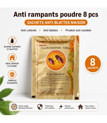 Anti rampants poudre 8 pcs - sachets anti blattes maison - AI image 1