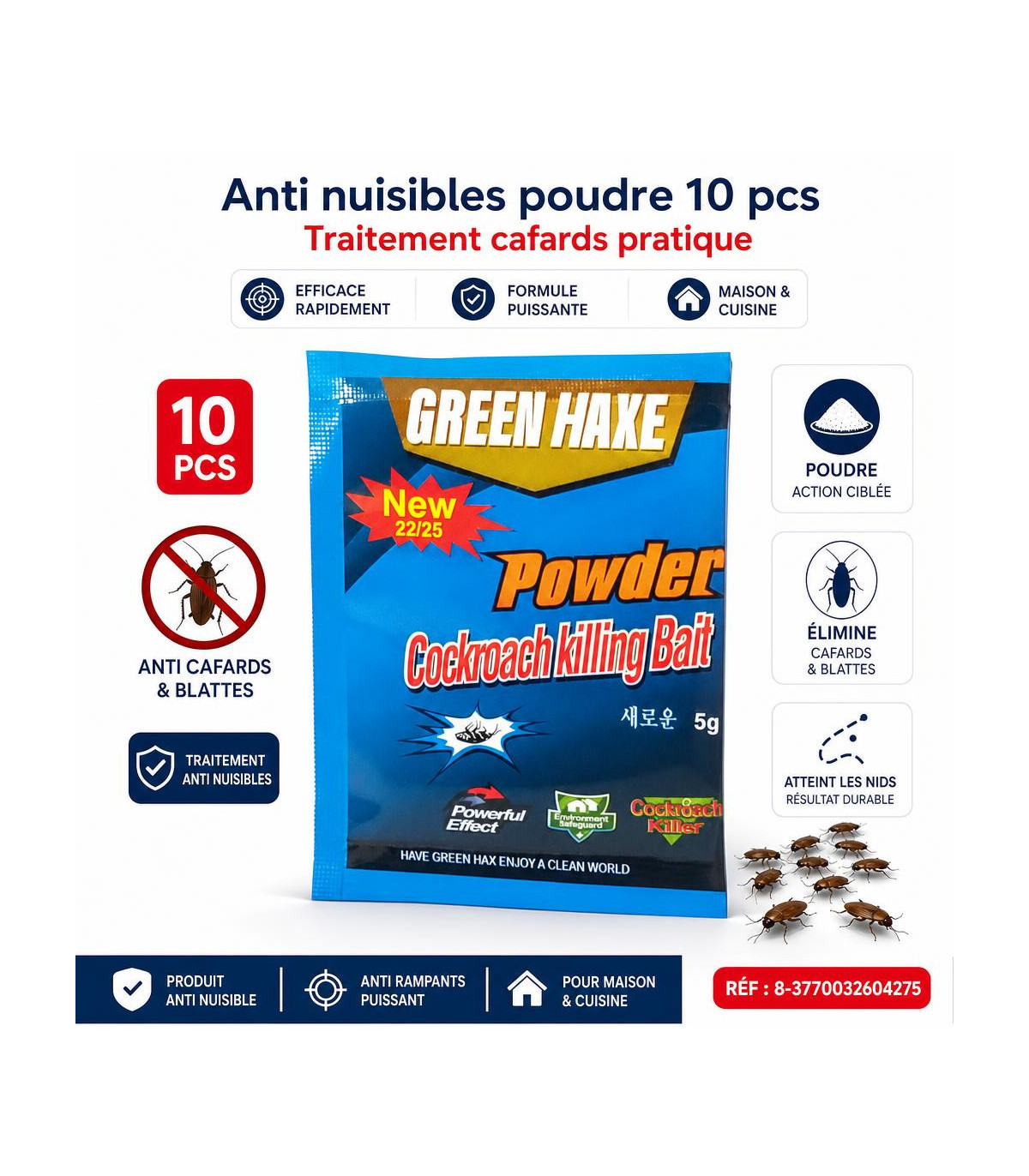 Anti nuisibles poudre 10 pcs - traitement cafards pratique - AI image 1