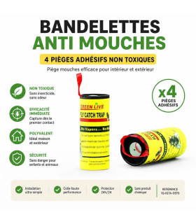 Bandelettes Anti Mouches - 4 pièges adhésifs non toxiques - AI image 1
