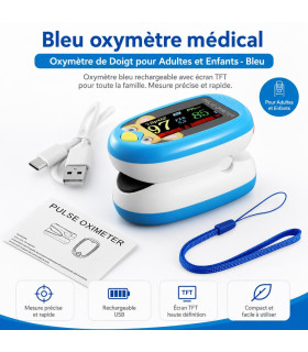 Bleu oxymètre médical - Oxymètre de Doigt pour Adultes et Enfants - Bleu - AI image 1