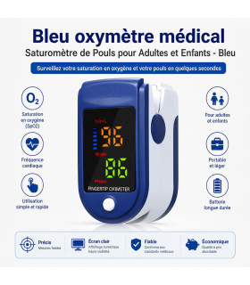 Bleu oxymètre médical - Saturomètre de Pouls pour Adultes et Enfants - Bleu - AI image 1