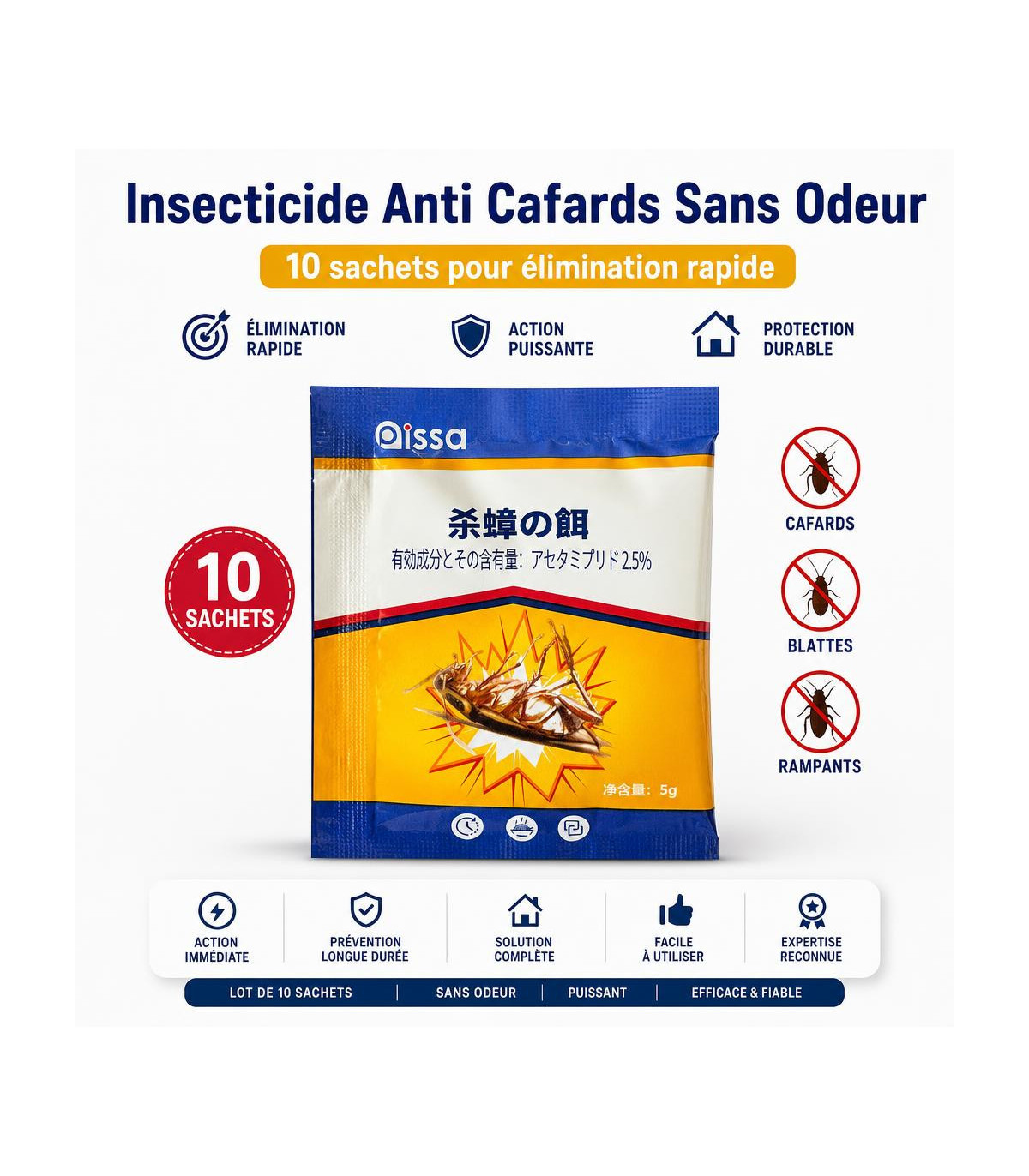 Insecticide Anti Cafards Sans Odeur - 10 sachets pour élimination rapide - AI image 1