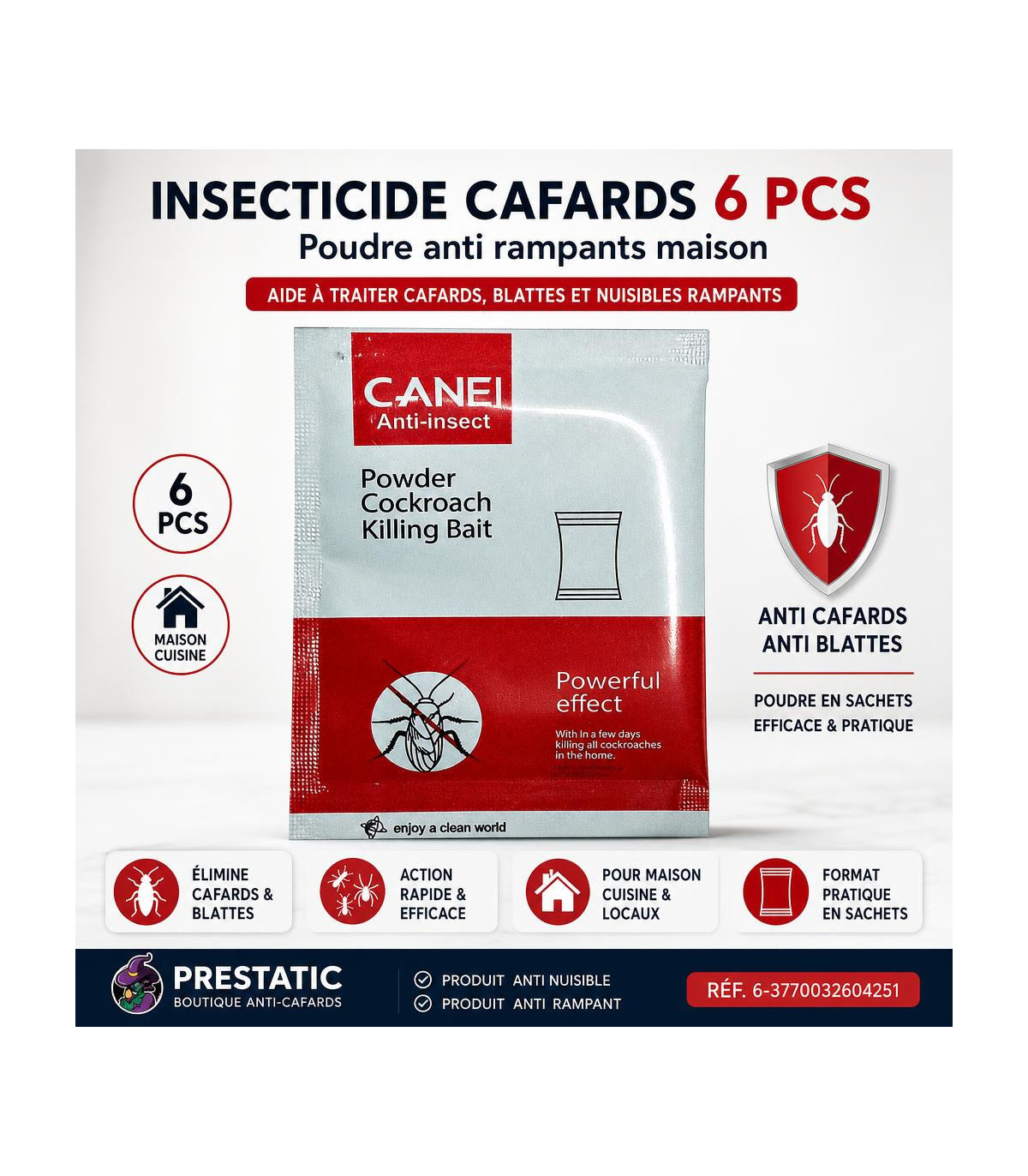 Insecticide cafards 6 pcs - poudre anti rampants maison - AI image 1