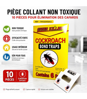 Piège Collant Non Toxique - 10 Pièces pour Élimination des Cafards - AI image 1