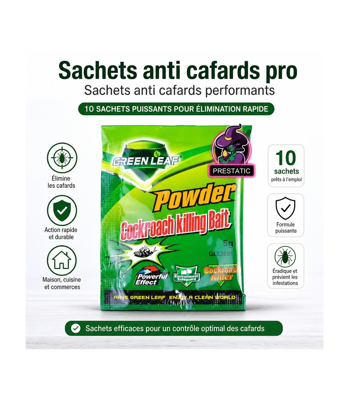 Sachets anti cafards pro - Sachets anti cafards performants - 10 sachets puissants pour élimination rapide - AI image 1