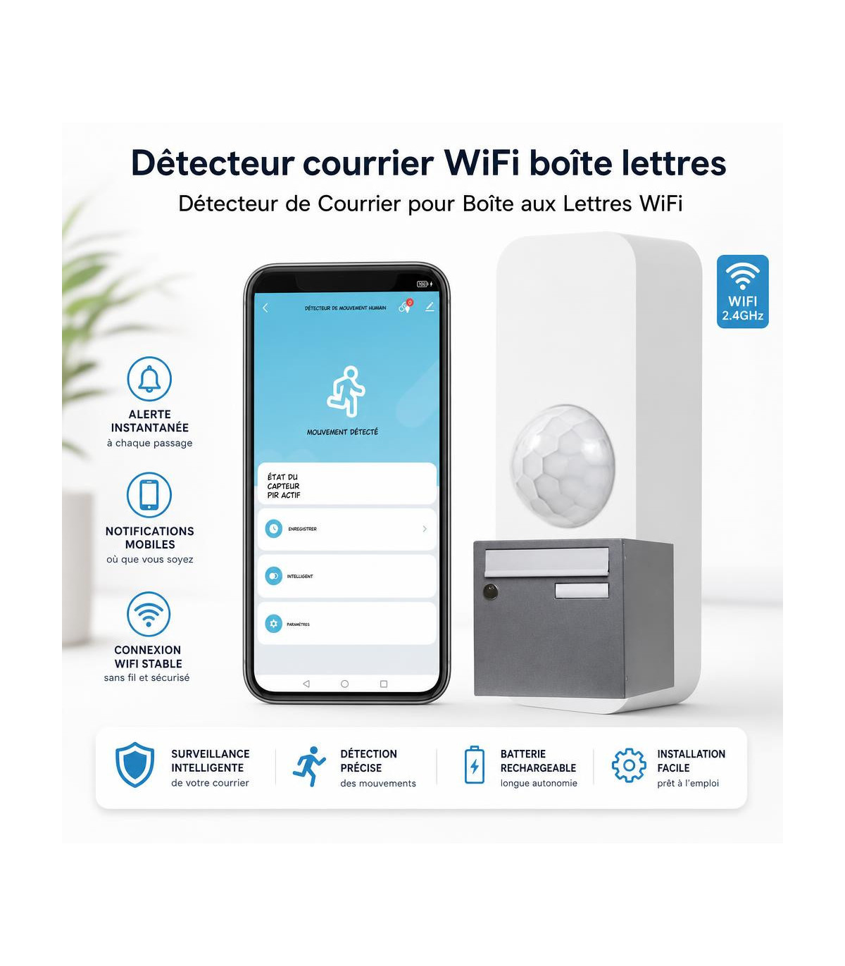 Détecteur courrier WiFi boîte lettres - Détecteur de Courrier pour Boîte aux Lettres WiFi - AI image 1