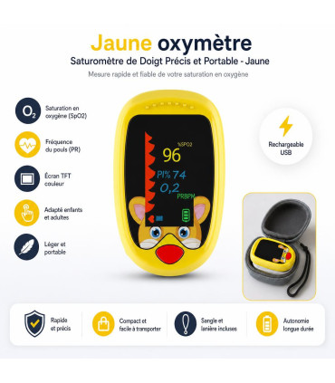 Jaune oxymètre - Saturomètre de Doigt Précis et Portable - Jaune - AI image 1