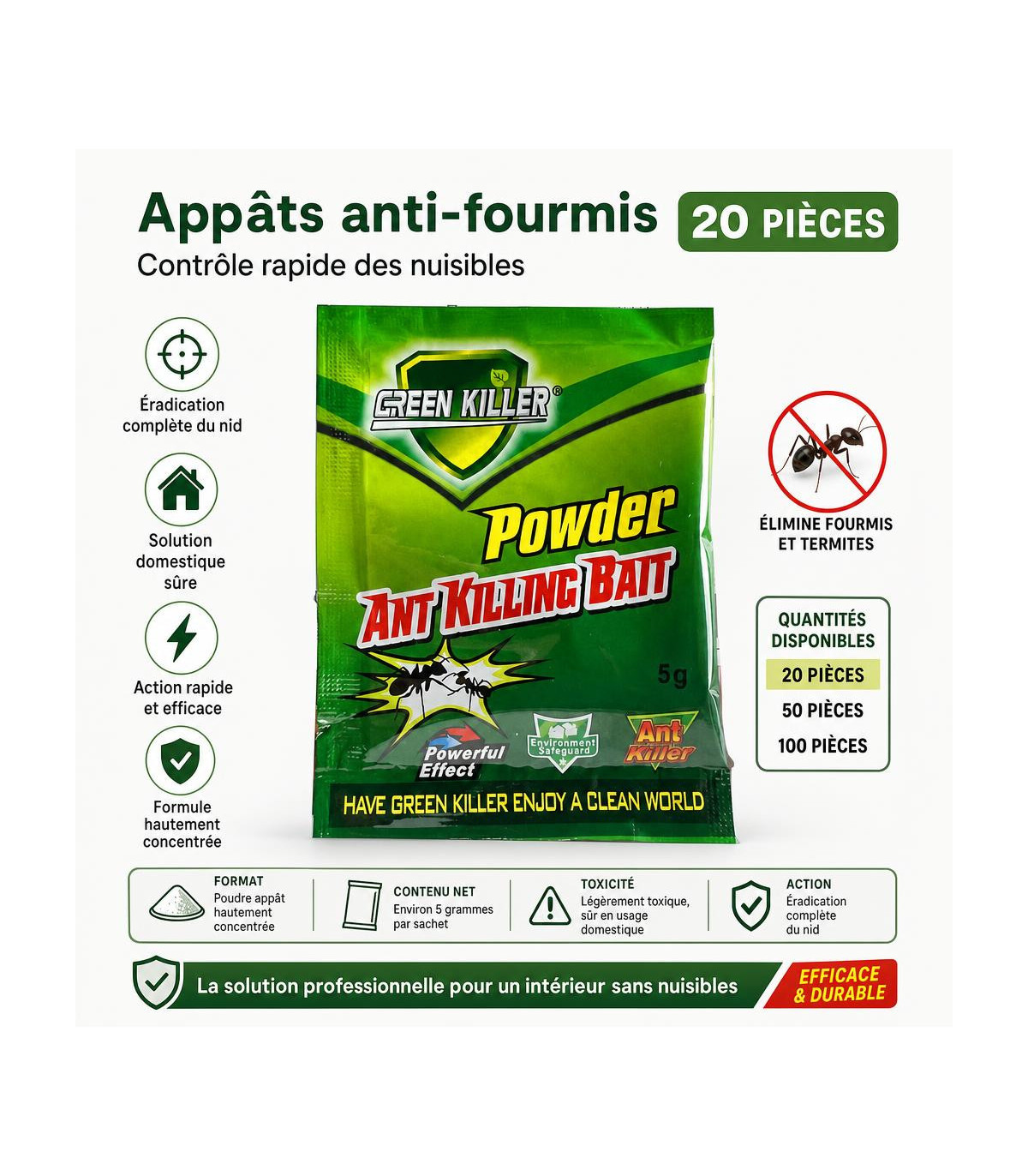 Appâts anti-fourmis 20 pièces - contrôle rapide des nuisibles - AI image 1