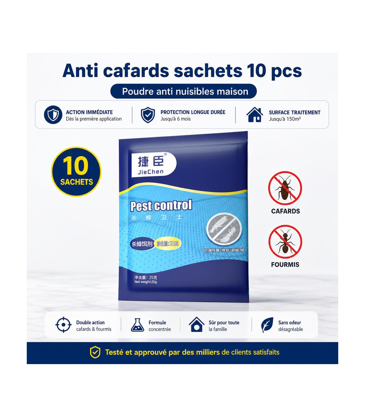Anti cafards sachets 10 pcs - poudre anti nuisibles maison - AI image 1
