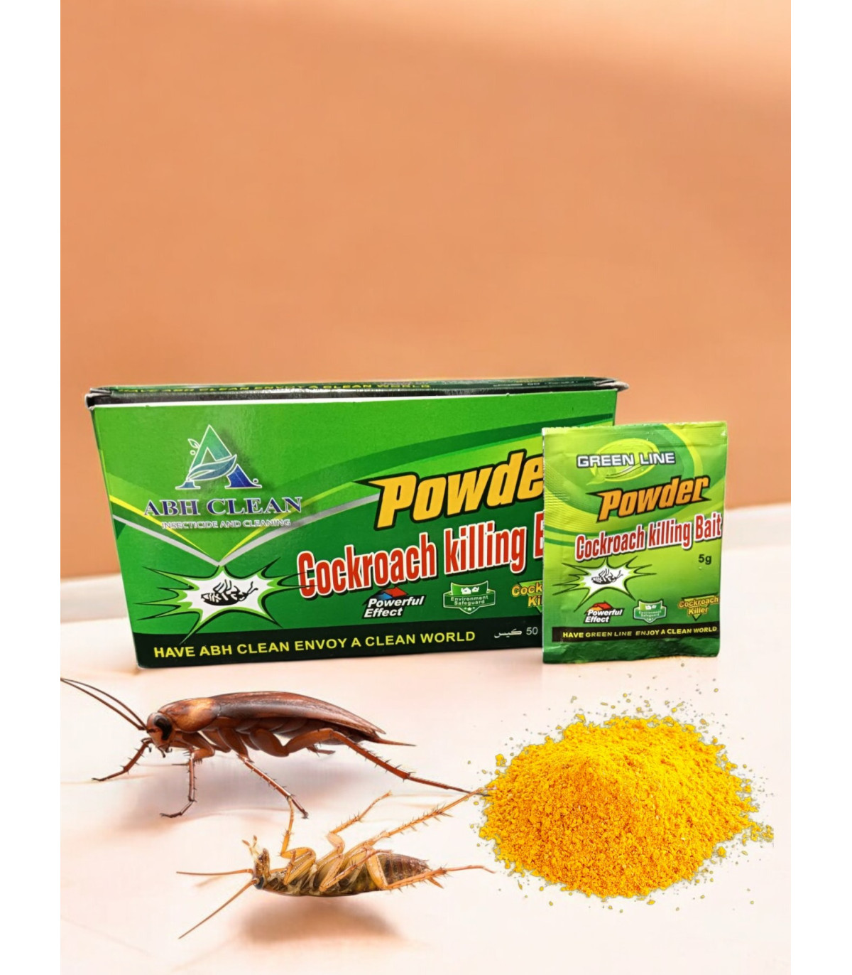 polvo anti cucarachas, sobres, insecticidas, color verde, eficacia, protección, insectos