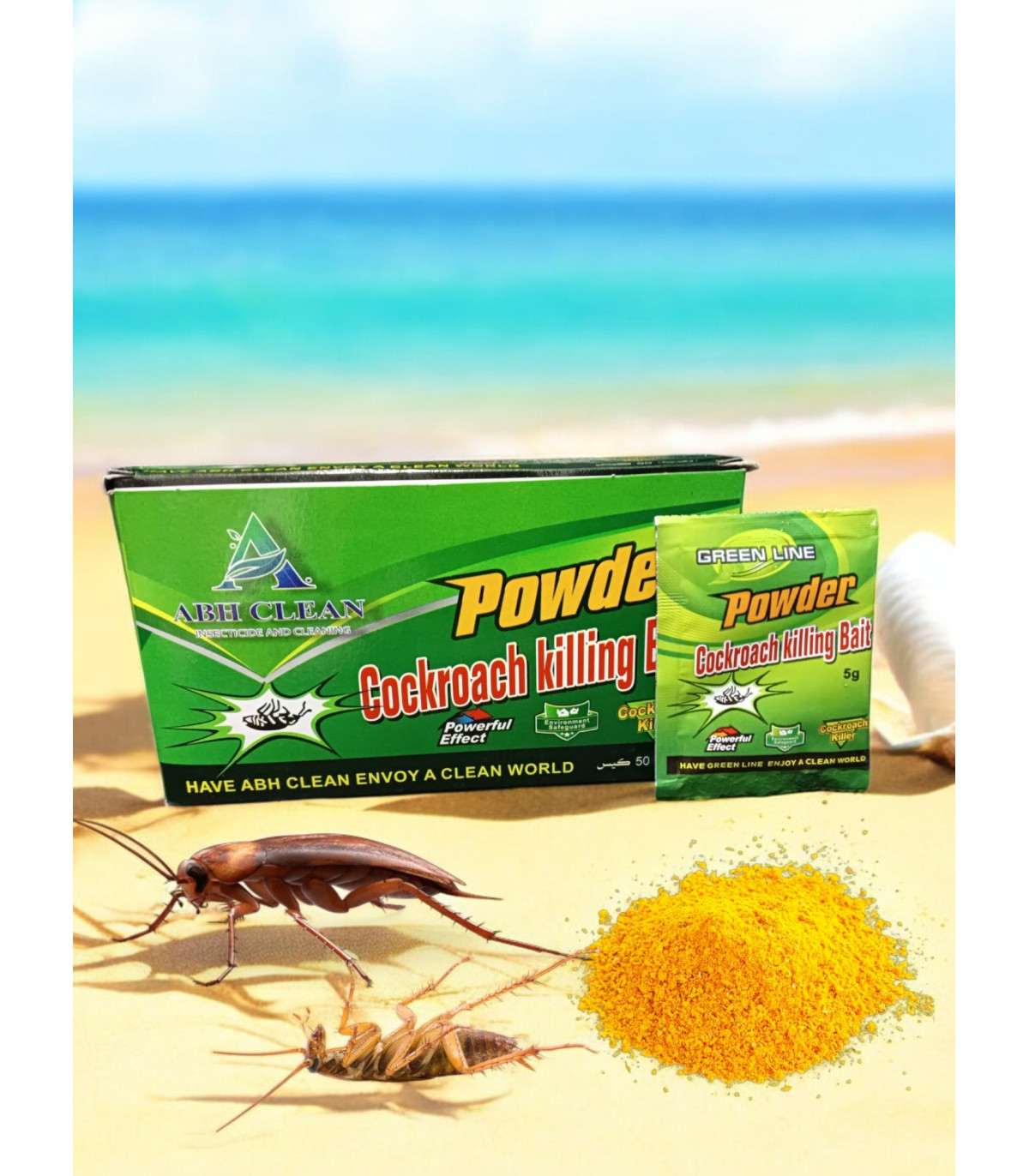 insecticide en poudre, boîte verte, sachets, extermination cafards, efficace