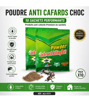 Insecticide en Poudre Anti Cafards - Poudre Anti Cafards, sachets verts, traitement efficace, lutte contre cafards