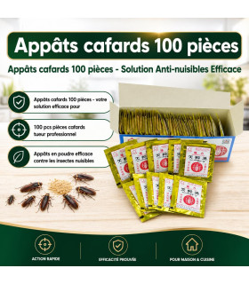 Appâts cafards 100 pièces - visuel principal du produit - avec texte integre - Produits anti cafards et anti blattes - Appâts ca